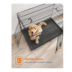 Αναδιπλούμενο Μεταλλικό Κλουβί Σκύλου με 2 Πόρτες 122 x 74.5 x 80.5 cm Feandrea PPD48H -  Συρμάτινα Κλουβιά Σκύλων