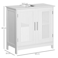 kleankin Ντουλάπι Μπάνιου με 2 Πόρτες MDF Εξοικονόμηση Χώρου με Ρυθμιζόμενα Ράφια 60x30x60cm Λευκό -  Συσκευές Σαπουνιών