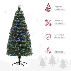 Χριστουγεννιάτικο Δέντρο με 180 Φωτάκια LED και Έγχρωμες Οπτικές Ίνες 150 cm HOMCOM 830-019 -  Χριστουγεννιάτικα