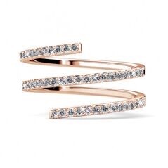 Δαχτυλίδι Σπιράλ από Ορείχαλκο με Κρύσταλλα Swarovski® Elements Χρώματος Ροζ - Χρυσό MYC DR0321_RG_52 -  Δαχτυλίδια