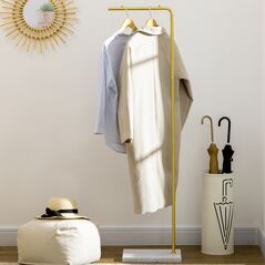 HOMCOM Coat Stand για είσοδο, υπνοδωμάτιο και σαλόνι σε μέταλλο και μάρμαρο, 35x25x152 cm, χρυσό και λευκό -  Έπιπλα Υποδοχής