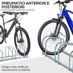 HOMCOM Σχάρα Ποδηλάτων Στάθμευσης για 3 Ποδήλατα σε Ατσάλι, 76x33x27 cm, Ασημί -  Αξεσουάρ Ποδηλάτου