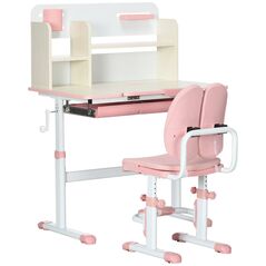 Σετ Σχολικό Μεταλλικό Γραφείο 80 x 52 x 88-109 cm με Καρέκλα 2 τμχ Χρώματος Ροζ HOMCOM 312-088V00PK - Διάφορα Αξεσουάρ