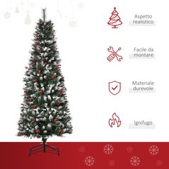 Χιονισμένο Χριστουγεννιάτικο Δέντρο με Κόκκινα Μούρα 1.80 m HOMCOM 830-363V01 - Χριστουγεννιάτικα