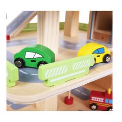 Ξύλινο Γκαράζ με 3 Ορόφους και 4 Αυτοκίνητα 25 τμχ Moni Toys 1085 -  Παιδικά Παιχνίδια