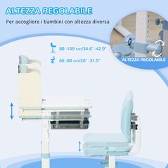Σετ Σχολικό Μεταλλικό Γραφείο 80 x 52 x 88-109 cm με Καρέκλα 2 τμχ Χρώματος Μπλε HOMCOM 312-088V00BU -  Διάφορα Αξεσουάρ
