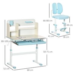Σετ Σχολικό Μεταλλικό Γραφείο 80 x 52 x 88-109 cm με Καρέκλα 2 τμχ Χρώματος Μπλε HOMCOM 312-088V00BU -  Διάφορα Αξεσουάρ