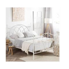 Διπλό Μεταλλικό Κρεβάτι 160 x 200 cm Χρώματος Λευκό Lotti Hoppline HOP1001134-2 - Κρεβάτια