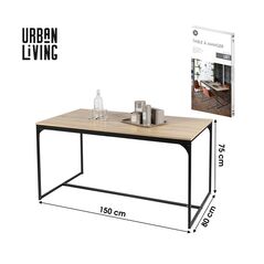 Μεταλλικό Ορθογώνιο Τραπέζι Τραπεζαρίας 150 x 80 x 75 cm Loft Urban Living 151066 -  Τραπέζια