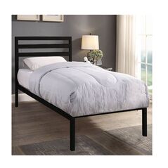 Μονό Μεταλλικό Κρεβάτι 90 x 200 cm Χρώματος Μαύρο Bella Hoppline HOP1001140-1 - Κρεβάτια