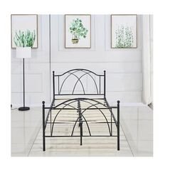 Μονό Μεταλλικό Κρεβάτι 90 x 200 cm Χρώματος Μαύρο Lotti Hoppline HOP1001132-1 - Κρεβάτια