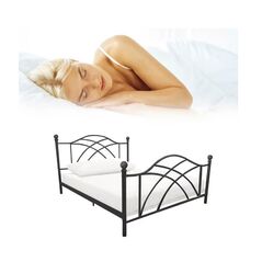Μονό Μεταλλικό Κρεβάτι 90 x 200 cm Χρώματος Μαύρο Lotti Hoppline HOP1001132-1 - Κρεβάτια