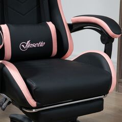 Καρέκλα παιχνιδιών Vinsetto Pink and Black με ρυθμιζόμενο ύψος και ανακλινόμενη πλάτη, 65x65x121-129 cm - Διάφορα Αξεσουάρ