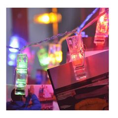 Διακοσμητική LED RGB Γιρλάντα Μπαταρίας με 16 Μανταλάκια 4.1 m Bakaji 02013046 -  Φωτισμός LED