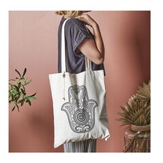 Βαμβακερή Τσάντα για Ψώνια 36.5 x 42 cm Χρώματος Λευκό Entre Temps SH0000 -  Τσάντες