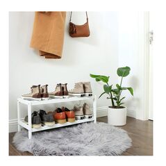 Ξύλινο Stand Αποθήκευσης Παπουτσιών με 2 Ράφια 70 x 26 x 33 cm Χρώματος Λευκό Songmics LBS02WT -  Παπουτσοθήκες