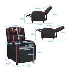 Ανακλινόμενη Πολυθρόνα με Υποπόδιο 63 x 87 x 103.5 cm Costway HV10006RE -  Πολυθρόνες
