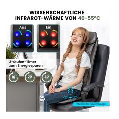 Φορητό Θερμαινόμενο Κάλυμμα Καθίσματος Μασάζ Πλάτης 40 x 46 x 79 cm Costway JS10029DE-BK -  Συσκευές Μασάζ