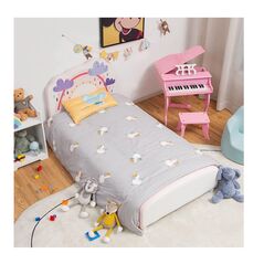 Ξύλινο Χαμηλό Μονό Παιδικό Κρεβάτι 153 x 77 x 70 cm για Στρώμα 140 x 70 x 15-20 cm Rainbow Costway HY10030 -  Κρεβάτια