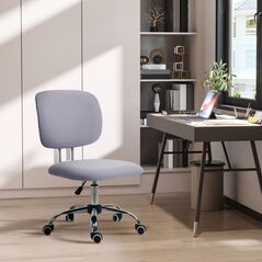 Καρέκλα γραφείου Vinsetto με ρυθμιζόμενο ύψος σε ύφασμα λινό εφέ με κυρτή πλάτη, 48x53x80-90 cm, γκρι -  Καρέκλες Γραφείου