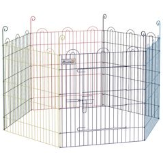 PawHut 6-Panel Metal Dog Gate με κούμπωμα, Ø120x60 cm, Πολύχρωμο -  Κτηνοτροφικά Είδη