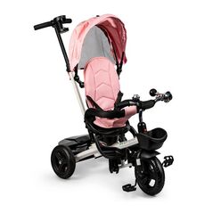 Τρίκυκλο Παιδικό Ποδήλατο - Καρότσι με Περιστρεφόμενο Κάθισμα Χρώματος Ροζ Ecotoys JM-311-Pink - Τρίκυκλα