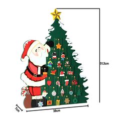 Χριστουγεννιάτικο Ξύλινο Advent Calendar Δέντρο με Άγιο Βασίλη 51 x 38 x 7 cm Bakaji 02831544 - Χριστουγεννιάτικα