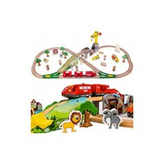 Σετ Ξύλινος Σιδηρόδρομος με Τρενάκι 57 τμχ Kruzzel 22495 -  Παιδικά Παιχνίδια