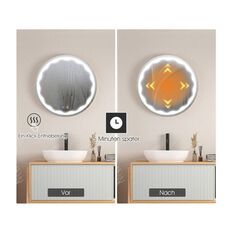 Στρογγυλός Καθρέπτης Μπάνιου με LED Φωτισμό 60 cm Costway BA7818DE - Καθρέπτες Μπάνιου