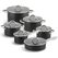 Edenberg Σετ μαγειρικά σκεύη από ανοξείδωτο ατσάλι σε μαύρο χρώμα 12 τμχ EB-4053 -  ΕΙΔΗ ΜΑΓΕΙΡΙΚΗΣ - ΚΟΥΖΙΝΑΣ