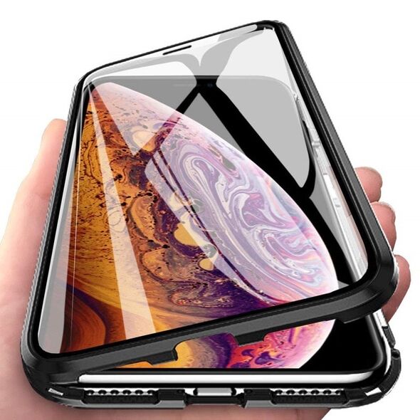 Wozinsky Full Magnetic Case Full Body Front and Back Cover with built-in glass for iPhone 8 Plus / 7 Plus black-transparent - Cell phone cases and covers