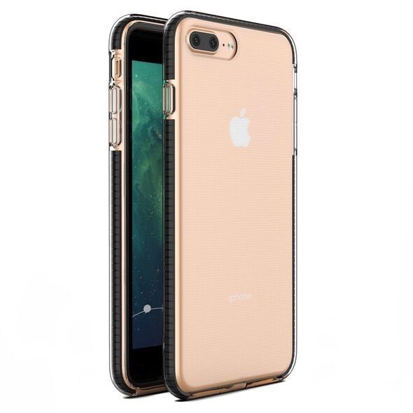 Spring Case clear TPU gel protective cover with colorful frame for iPhone 8 Plus / iPhone 7 Plus black - Cell phone cases and covers