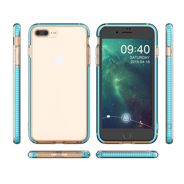Spring Θήκη clear TPU gel protective cover with colorful frame για iPhone 8 Plus / iPhone 7 Plus black -  Cell phone cases and covers