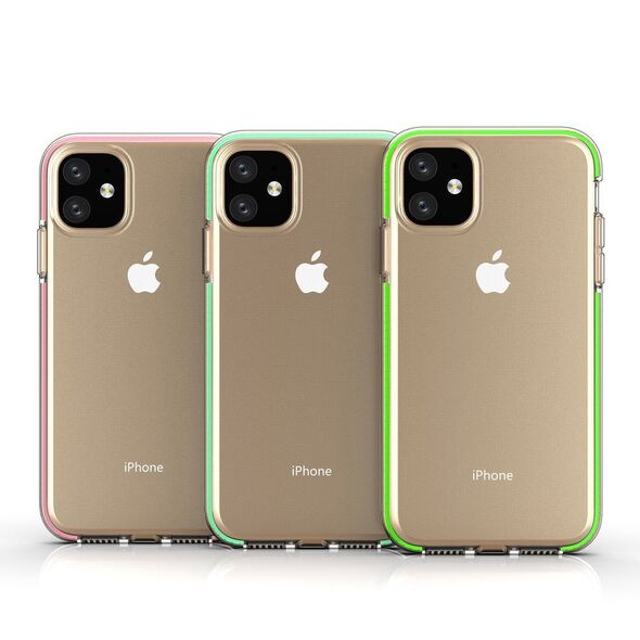 Spring Θήκη clear TPU gel protective cover with colorful frame για iPhone 11 dark pink -  Cell phone cases and covers