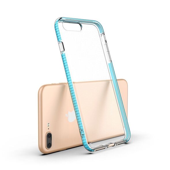 Spring Case clear TPU gel protective cover with colorful frame for iPhone 8 Plus / iPhone 7 Plus light pink -Cell phone cases and covers