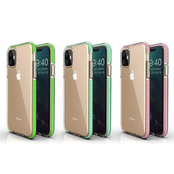 Spring Θήκη clear TPU gel protective cover with colorful frame για iPhone 11 light pink -  Cell phone cases and covers