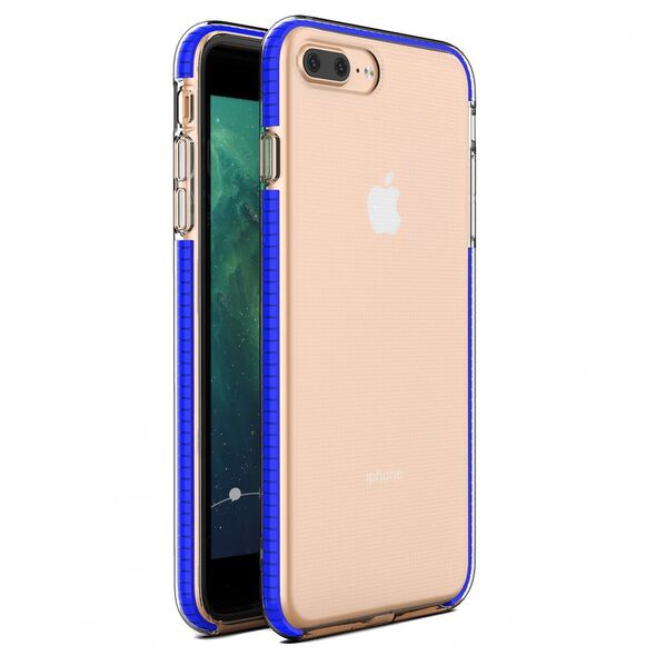 Spring Θήκη clear TPU gel protective cover with colorful frame για iPhone 8 Plus / iPhone 7 Plus dark blue -  Cell phone cases and covers