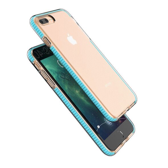 Spring Case clear TPU gel protective cover with colorful frame for iPhone 8 Plus / iPhone 7 Plus dark blue - Cell phone cases and covers