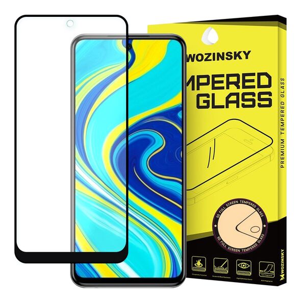 Wozinsky Tempered Glass Full Glue Super Tough Screen Protector Full Coveraged with Frame Case Friendly for Xiaomi Redmi Note 9 Pro / Redmi Note 9S / Poco X3 Pro black - Cell phone tempered glass