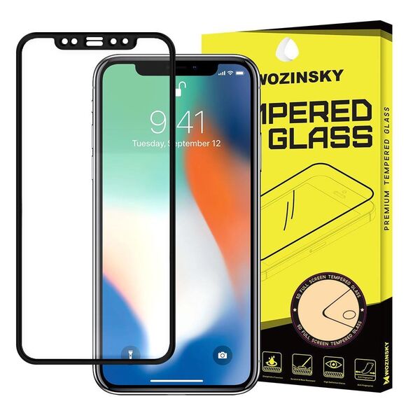 Wozinsky Tempered Glass Full Glue Super Tough Screen Protector Full Coveraged with Frame Case Friendly for iPhone 12 Pro Max black - Cell phone tempered glass