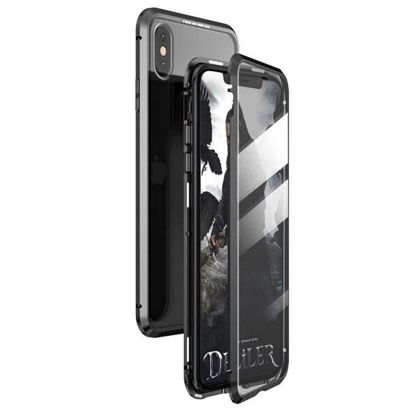 Wozinsky Full Magnetic Case Full Body Front and Back Cover with built-in glass for iPhone 12 Pro Max black-transparent - Cell phone cases and covers