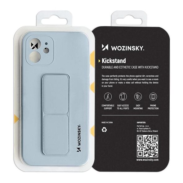 Wozinsky Kickstand Case flexible silicone cover with a stand iPhone 12 grey - Cell phone cases and covers