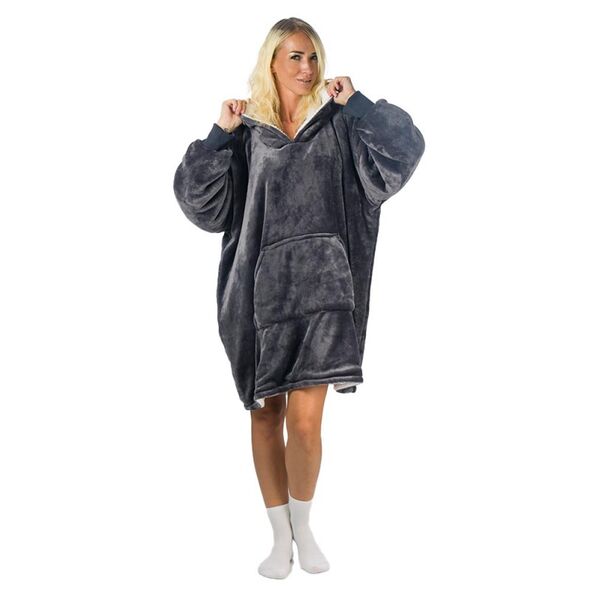 HomeVero Comfort Blanket Βελούδινη Oversized Μπλούζα – Κουβέρτα HV-CB-G Γκρι - AS SEEN ON TV