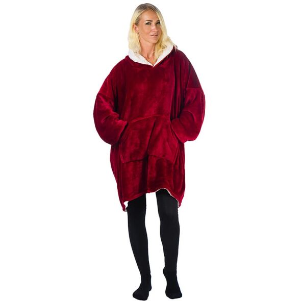 HomeVero Comfort Blanket Βελούδινη Oversized Μπλούζα – Κουβέρτα HV-CB-R Κόκκινο -  AS SEEN ON TV