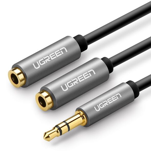 Ugreen cable 3.5 mm headphone splitter mini jack AUX 20cm (2 x audio output) silver (10532) - Cell phone cables