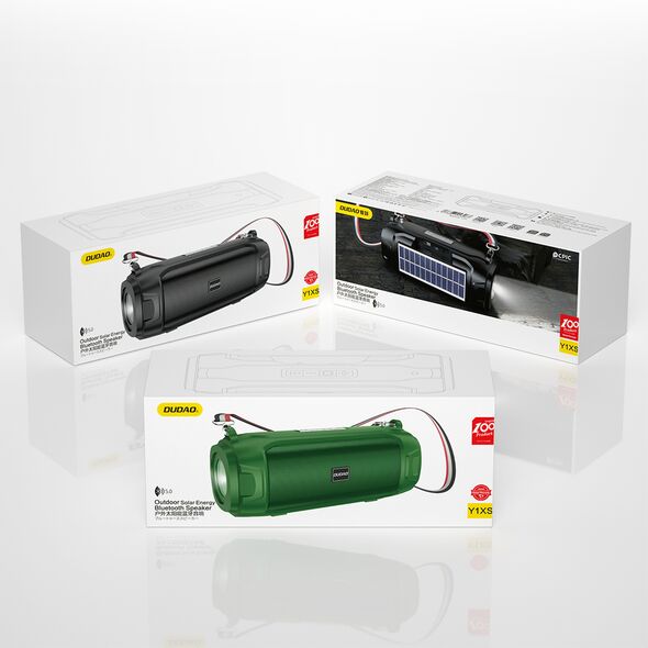 Dudao Wireless Bluetooth 5.0 Speaker 5W 1200mAh FM Radio Solar Panel Green (Y1XS-green) - Headphones and speakers