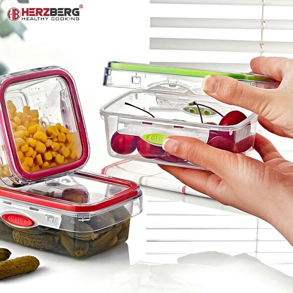 Herzberg HG-4N1CK376 Σετ 4 πλαστικά δοχεία αποθήκευσης φαγητού με καπάκια -  ΑΠΟΘΗΚΕΥΣΗ ΤΡΟΦΙΜΩΝ