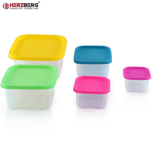 Herzberg Σετ 5 πλαστικά δοχεία φαγητού με καπάκια HG-SFS5N1 -  ΑΠΟΘΗΚΕΥΣΗ ΤΡΟΦΙΜΩΝ