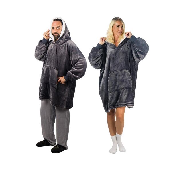 Comfy Blanket Βελούδινη Oversized Μπλούζα – Κουβέρτα Γκρι - AS SEEN ON TV