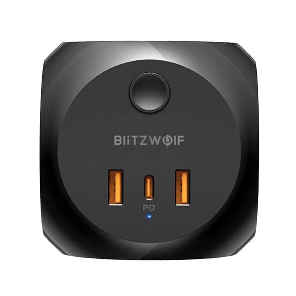 BlitzWolf PowerCube 3 Θέσεων με Διακόπτη, 2 USB και Καλώδιο 1.5m Μαύρο -  Τεχνολογία